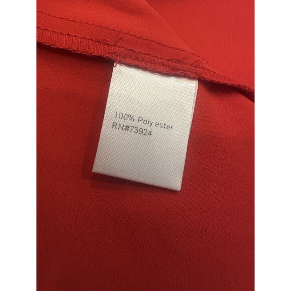 Ming Wang Butterfly Sleeve Crepe de Chine Wrap Dress Poppy Red Women's Size XL - Picture 14 of 16